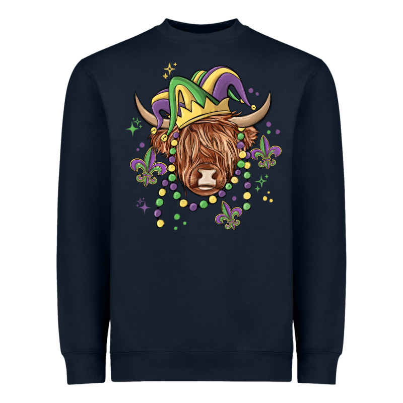 Mardi Gras Cow Heavyweight Sweatshirt by MaliasSmallBusiness | Teevron