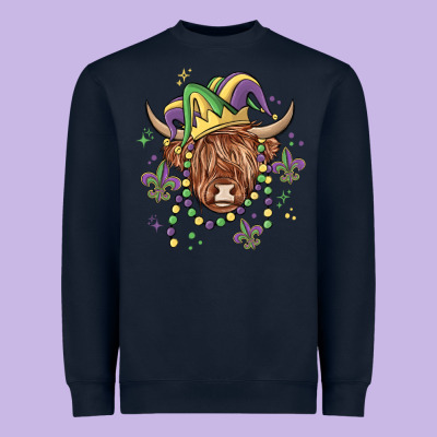 Mardi Gras Cow Heavyweight Sweatshirt Designed By Maliassmallbusiness