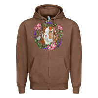 Chestnut Bunny Face With Floral Wreath Zipper Hoodie - RanaPortraitStore
