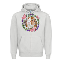 Dove Grey Bunny Face With Floral Wreath Zipper Hoodie - RanaPortraitStore