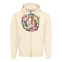 Sandshell Bunny Face With Floral Wreath Zipper Hoodie - RanaPortraitStore