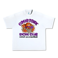 White courtside social club Urban Heavy Tee - MaliasSmallBusiness