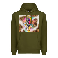 Army Green retro baseball with leopard Premium Hoodie - TumblerDesignByShophia