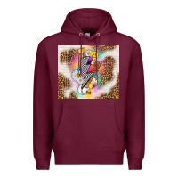 Burgundy retro baseball with leopard Premium Hoodie - TumblerDesignByShophia