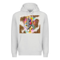 Dove Grey retro baseball with leopard Premium Hoodie - TumblerDesignByShophia