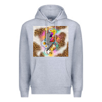 Heather Grey retro baseball with leopard Premium Hoodie - TumblerDesignByShophia
