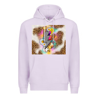 Lilac retro baseball with leopard Premium Hoodie - TumblerDesignByShophia