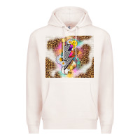 Pale Pink retro baseball with leopard Premium Hoodie - TumblerDesignByShophia