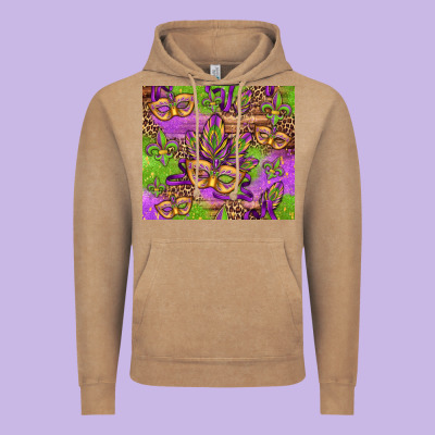 Mardi Gras Carnival Masks And Fleur De Lis Vintage Hoodie Designed By Jasminsmagicworld