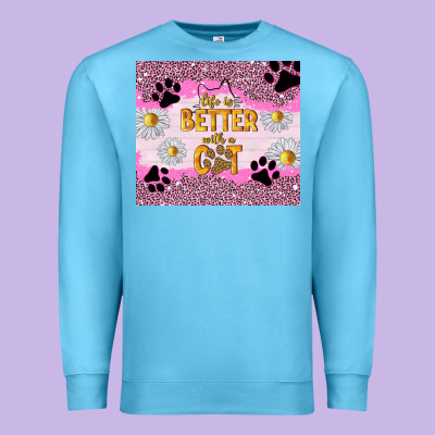 Life Is Better With A Cat Premium Sweatshirt Designed By Tumblerdesignbyshophia