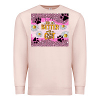 Pale Pink life is better with a cat Premium Sweatshirt - TumblerDesignByShophia