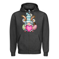 Charcoal Heather Easter gnome Zipper Hoodie - RanaPortraitStore