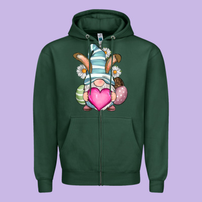 Easter Gnome Zipper Hoodie Designed By Ranaportraitstore