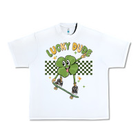 White lucky dude Urban Heavy Tee - MaliasSmallBusiness
