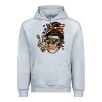 Heather Grey American Mother skull Urban Hoodie - FaDigitalArtStudio