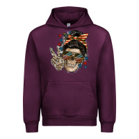Mauve Wine American Mother skull Urban Hoodie - FaDigitalArtStudio