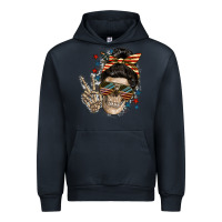 Navy American Mother skull Urban Hoodie - FaDigitalArtStudio
