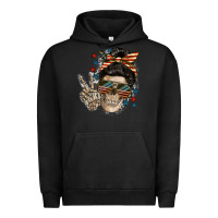 Pigment Black American Mother skull Urban Hoodie - FaDigitalArtStudio