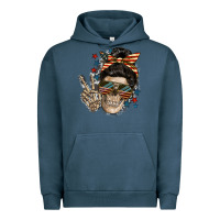 Pigment Midnight Navy American Mother skull Urban Hoodie - FaDigitalArtStudio