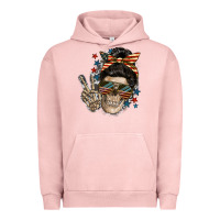 Pigment Salmon American Mother skull Urban Hoodie - FaDigitalArtStudio