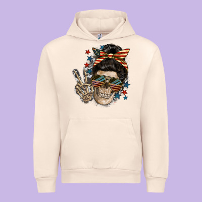 American Mother Skull Urban Hoodie Designed By Fadigitalartstudio