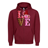 Burgundy love valentines day gnomes Zipper Hoodie - RanaPortraitStore