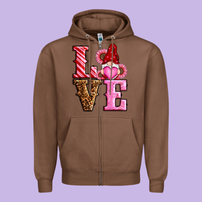 Love Valentines Day Gnomes Zipper Hoodie Designed By Ranaportraitstore
