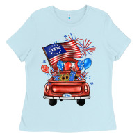 Baby Blue farm truck,america flag Ladies Tee - JahusDesignShop