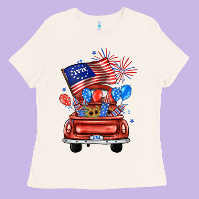 Farm Truck,america Flag Ladies Tee Designed By Jahusdesignshop