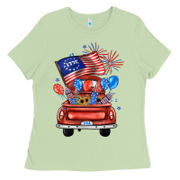 Matcha farm truck,america flag Ladies Tee - JahusDesignShop