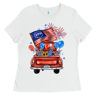 White farm truck,america flag Ladies Tee - JahusDesignShop