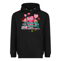 Black Happy Valentine's day turquoise truck Heavyweight Hoodie - HowdyJamesFarm