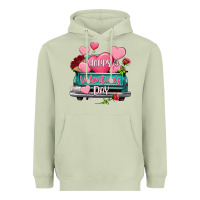 Matcha Happy Valentine's day turquoise truck Heavyweight Hoodie - HowdyJamesFarm