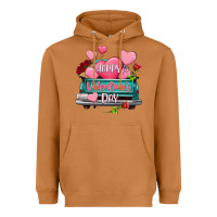 Happy Valentine's Day Turquoise Truck Heavyweight Hoodie | Teevron