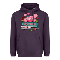 Plum Happy Valentine's day turquoise truck Heavyweight Hoodie - HowdyJamesFarm
