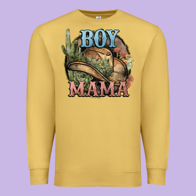 Boy Mama Western Cactus Cowboy Premium Sweatshirt Designed By Howdyjamesfarm