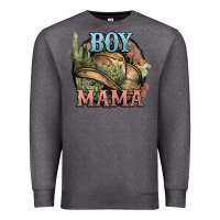 Charcoal Heather Boy Mama western cactus Cowboy Premium Sweatshirt - HowdyJamesFarm