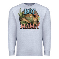 Heather Grey Boy Mama western cactus Cowboy Premium Sweatshirt - HowdyJamesFarm