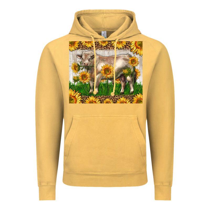 Western Charolais Bull With Sunflowers Vintage Hoodie by LillyAllenDesigns | Teevron