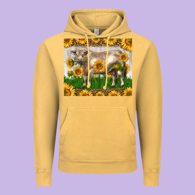 Western Charolais Bull With Sunflowers Vintage Hoodie Designed By Lillyallendesigns
