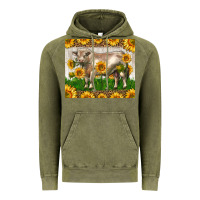 Vintage Olive Western Charolais Bull With Sunflowers Vintage Hoodie - LillyAllenDesigns