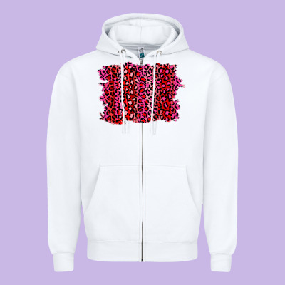 Pink Leopard Background Zipper Hoodie Designed By Ranaportraitstore