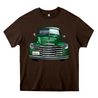 Chocolate Brown western green truck front view Heavy Core Tee - FaDigitalArtStudio