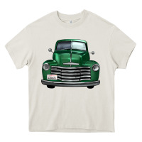 Cream western green truck front view Heavy Core Tee - FaDigitalArtStudio