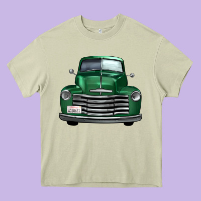 Western Green Truck Front View Heavy Core Tee Designed By Fadigitalartstudio