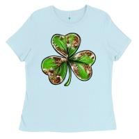 Baby Blue Cowhide leopard shamrock 4th of july Ladies Tee - Neo Western