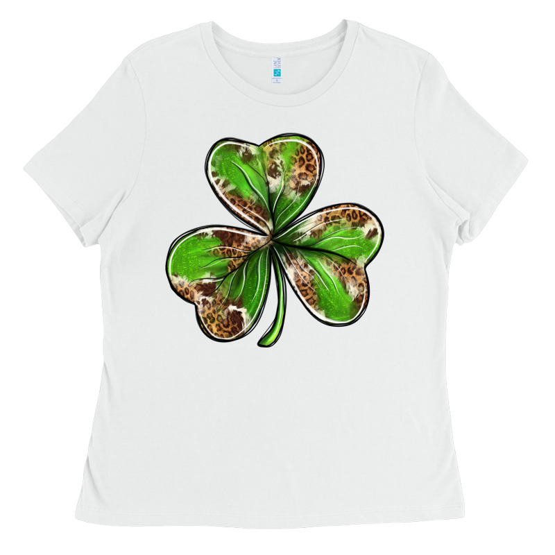 Cowhide Leopard Shamrock 4th Of July Ladies Tee by Neo Western | Teevron