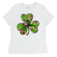 White Cowhide leopard shamrock 4th of july Ladies Tee - Neo Western