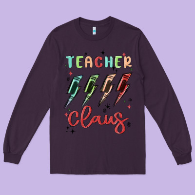 Teacher Claus Long Sleeve Tee Designed By Maliassmallbusiness