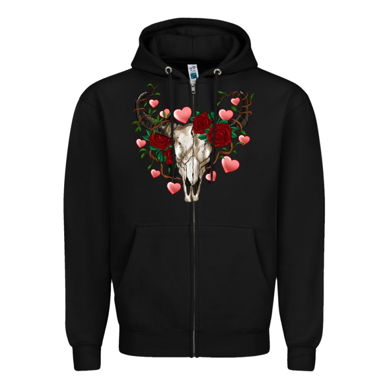 Valentines Bull Skull Zipper Hoodie by RanaPortraitStore | Teevron